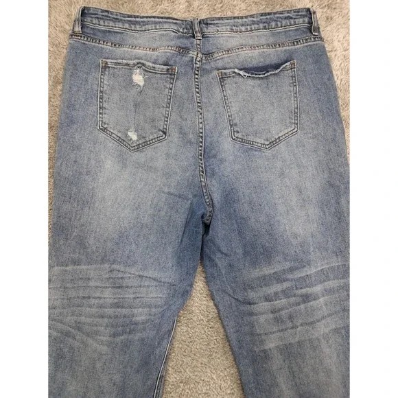 I&M Black Label Jeans Womens Sz 20 Plus I & M Denim Blue Stretch Distressed Pant - Picture 12 of 16